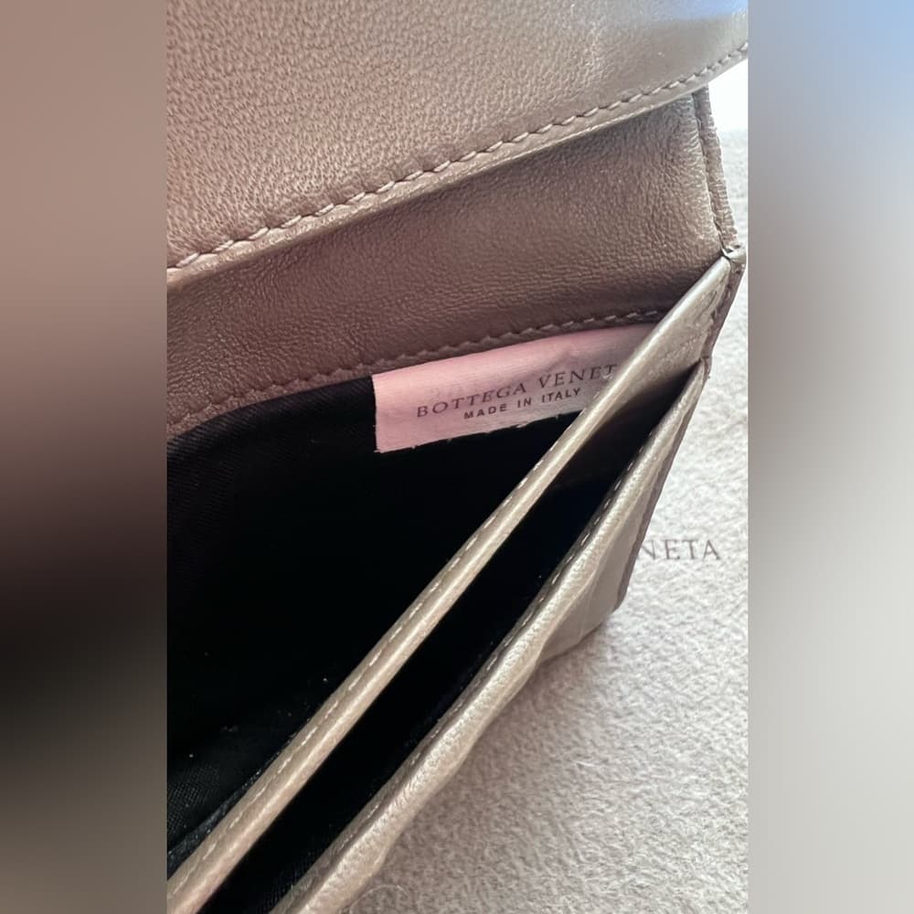 Bottega Veneta Intrecciato Snap Bifold Long Leather Card Wallet Brown Grey Color - Thumbnail 10