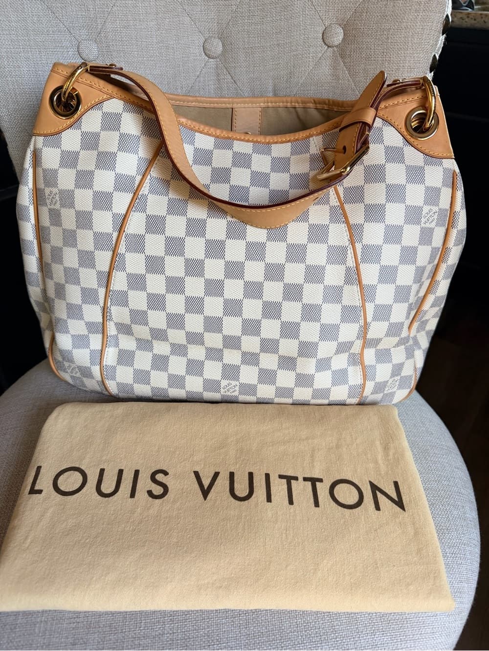 Louis Vuitton Galliera PM Damier Azur Shoulder Hobo Tote Hand Bag w Dust Bag 🤩 - Thumbnail 2