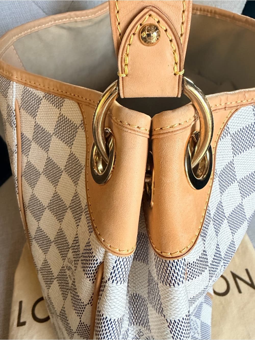 Louis Vuitton Galliera PM Damier Azur Shoulder Hobo Tote Hand Bag w Dust Bag 🤩 - Thumbnail 11