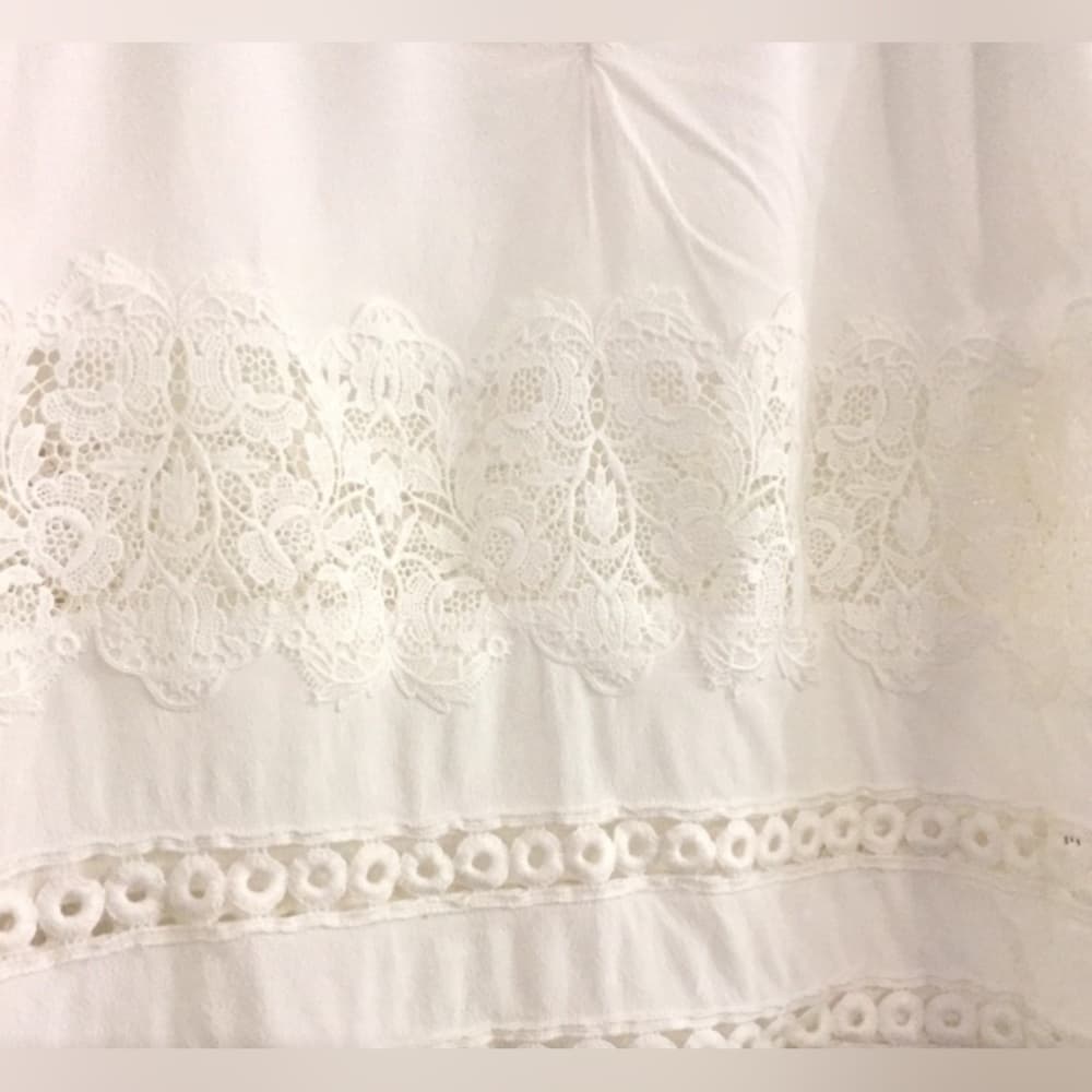 For LOVE & LEMONS Off Shoulder Off White Bohemian Embroidered Crochet Lace Top L - Thumbnail 10