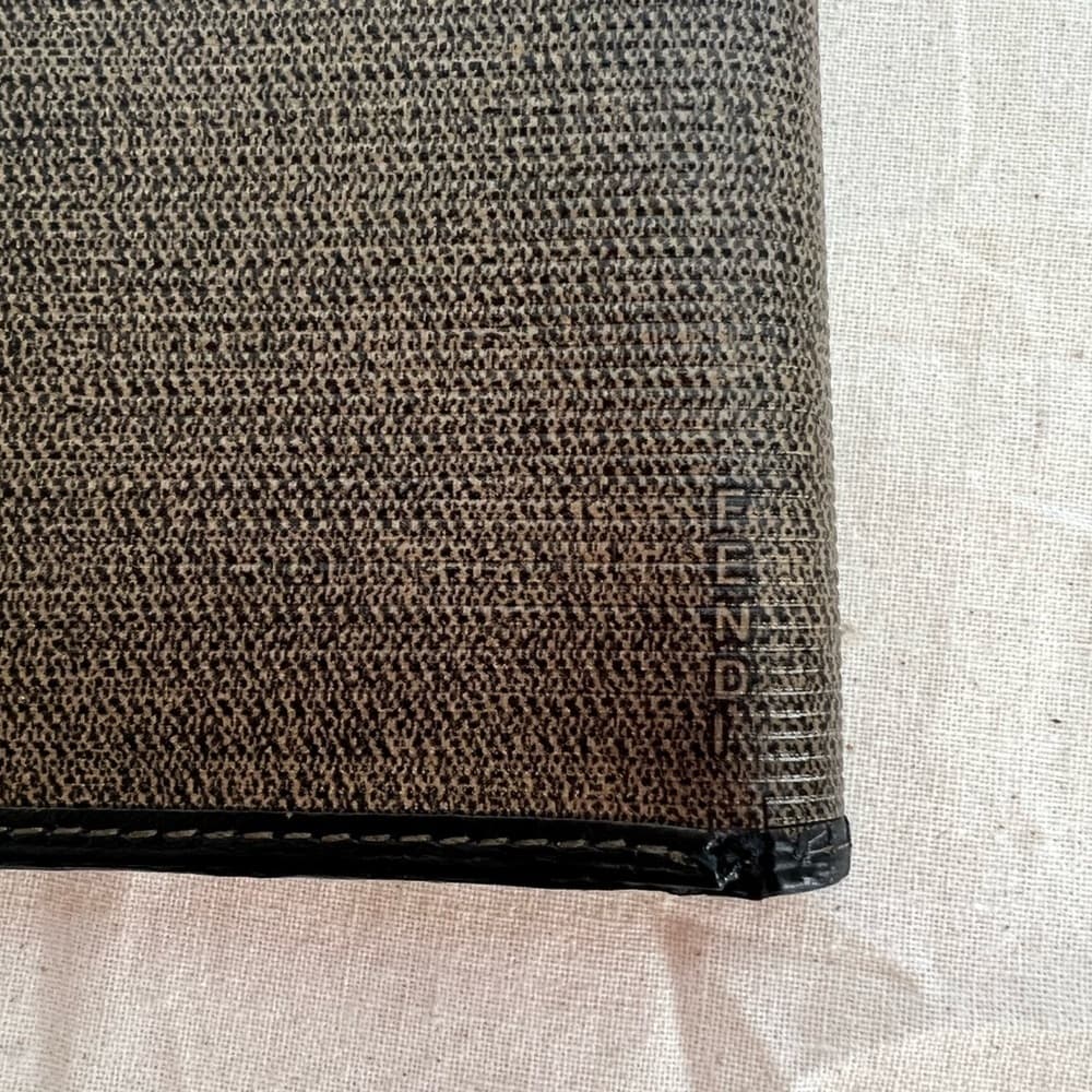FENDI Mini ZUCCA Leather Bifold Credit Card Gold Tone Logo Wallet - Thumbnail 5