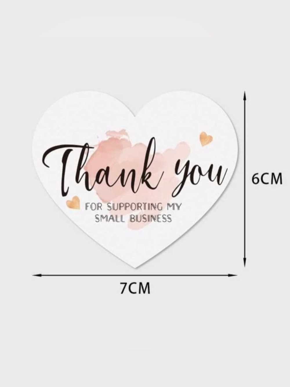 30 Heart Shape Pink Brushstroke Design Thank You Cards - Thumbnail 3