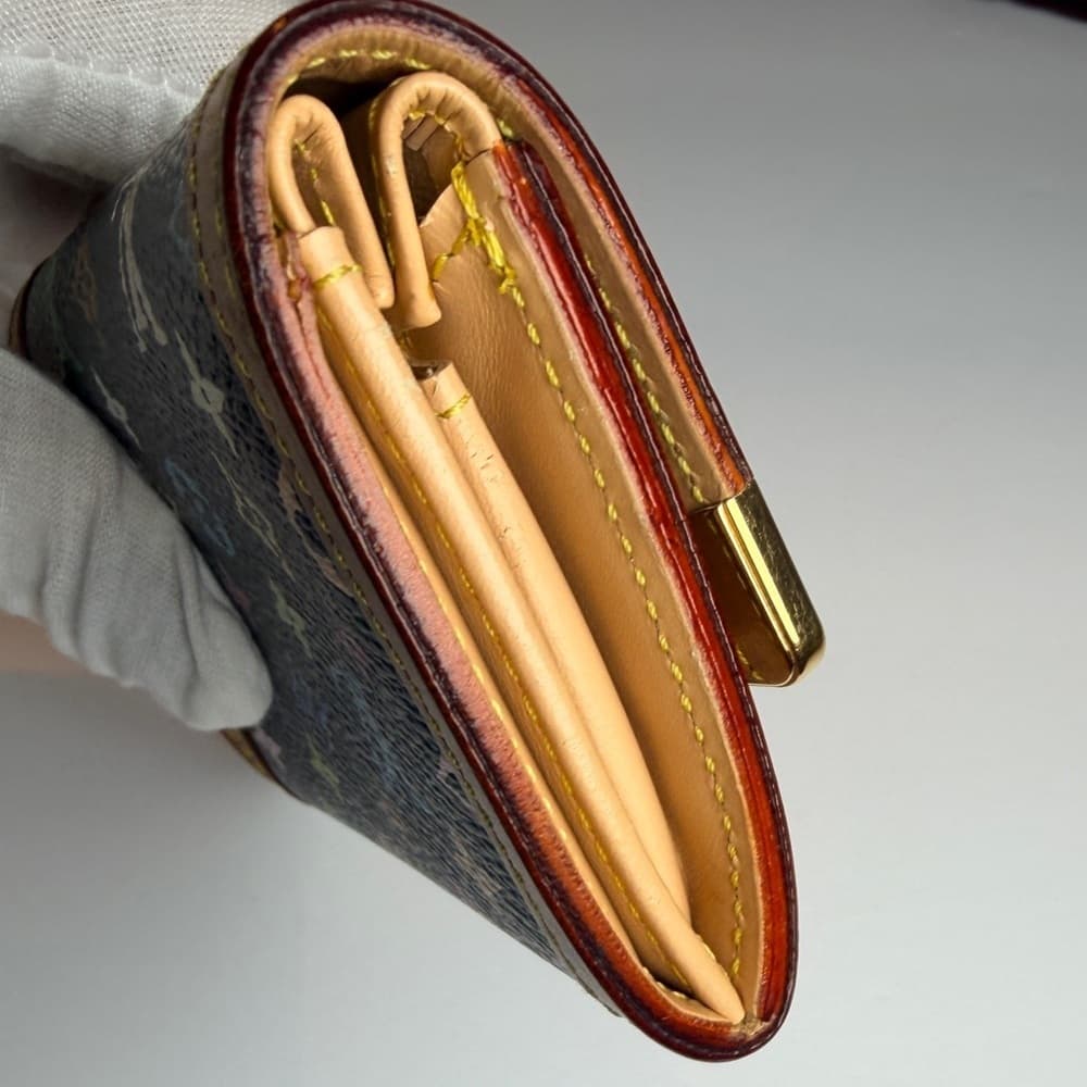 Louis Vuitton Murakami Black Porte Monnaie Plat Coin Card Wallet Full Inclusion - Thumbnail 8