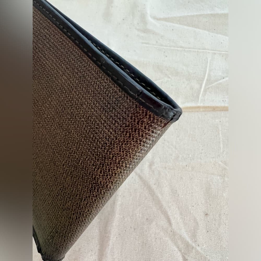 FENDI Mini ZUCCA Leather Bifold Credit Card Gold Tone Logo Wallet - Thumbnail 3