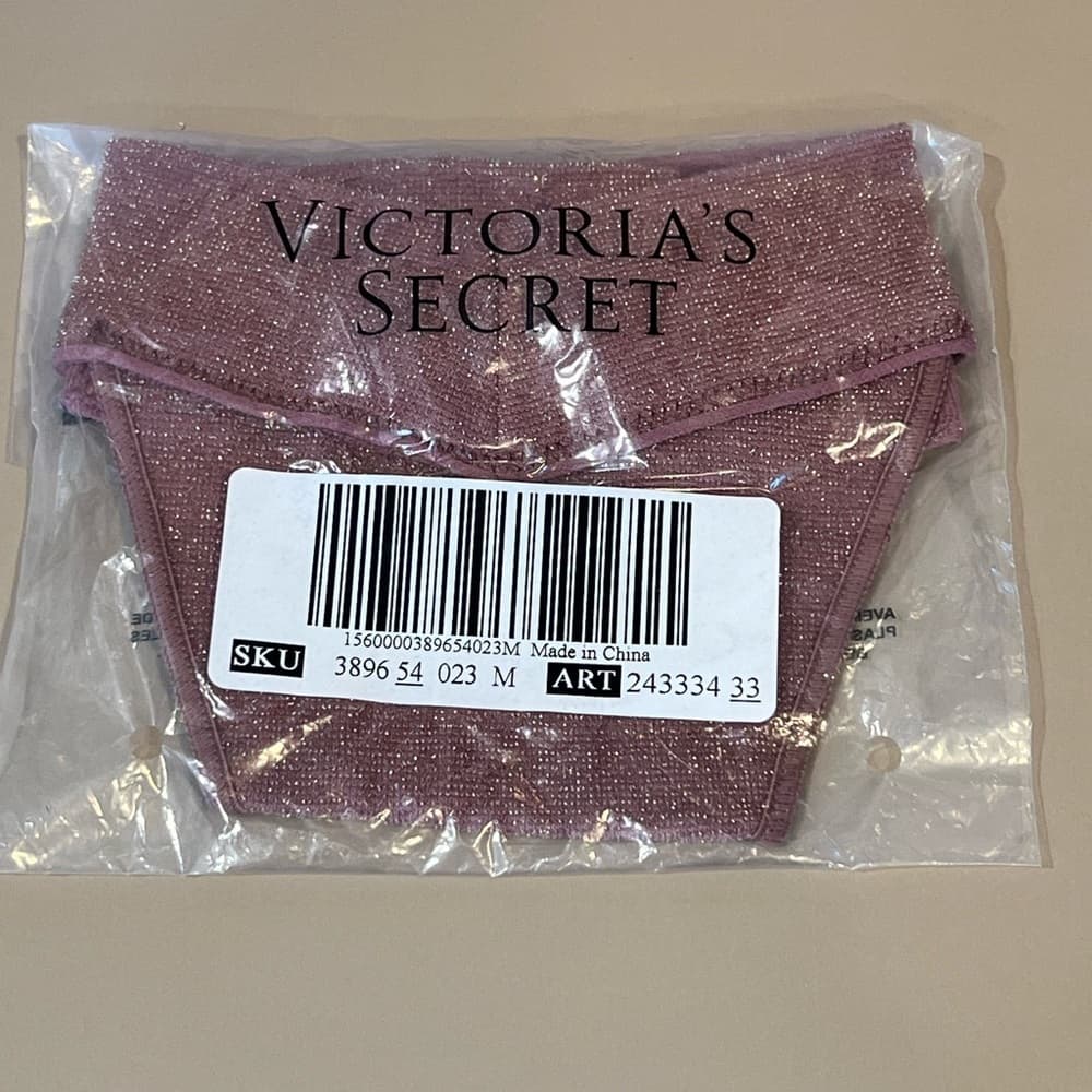 NEW 🌟 Victoria’s Secret PINK Mauve Glitter ✨ Gold THONGS Large L Available - Thumbnail 5