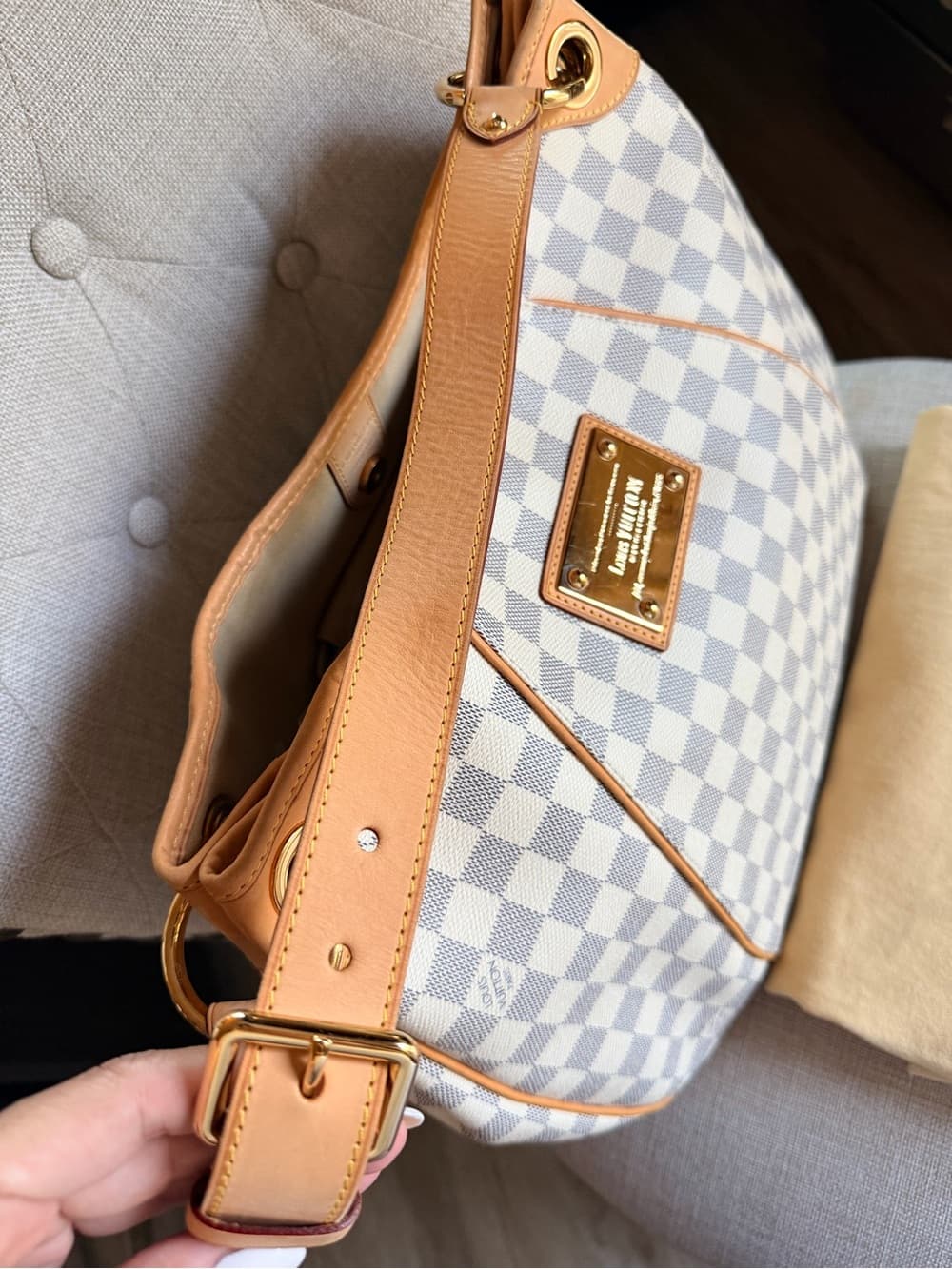 Louis Vuitton Galliera PM Damier Azur Shoulder Hobo Tote Hand Bag w Dust Bag 🤩 - Thumbnail 3