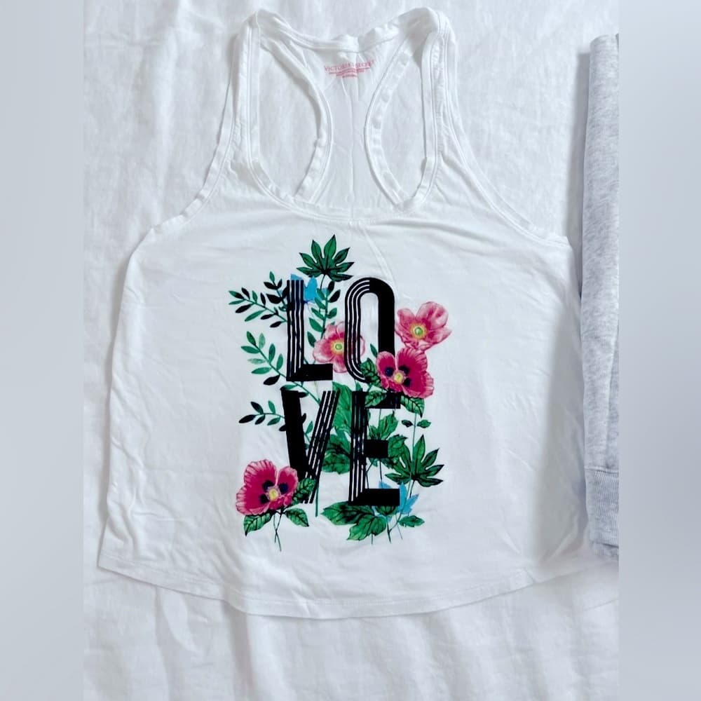 NEW 🛍️ Victoria’s Secret VS PINK Gray Off Shoulder Sweater & Tank Top Medium M - Thumbnail 4
