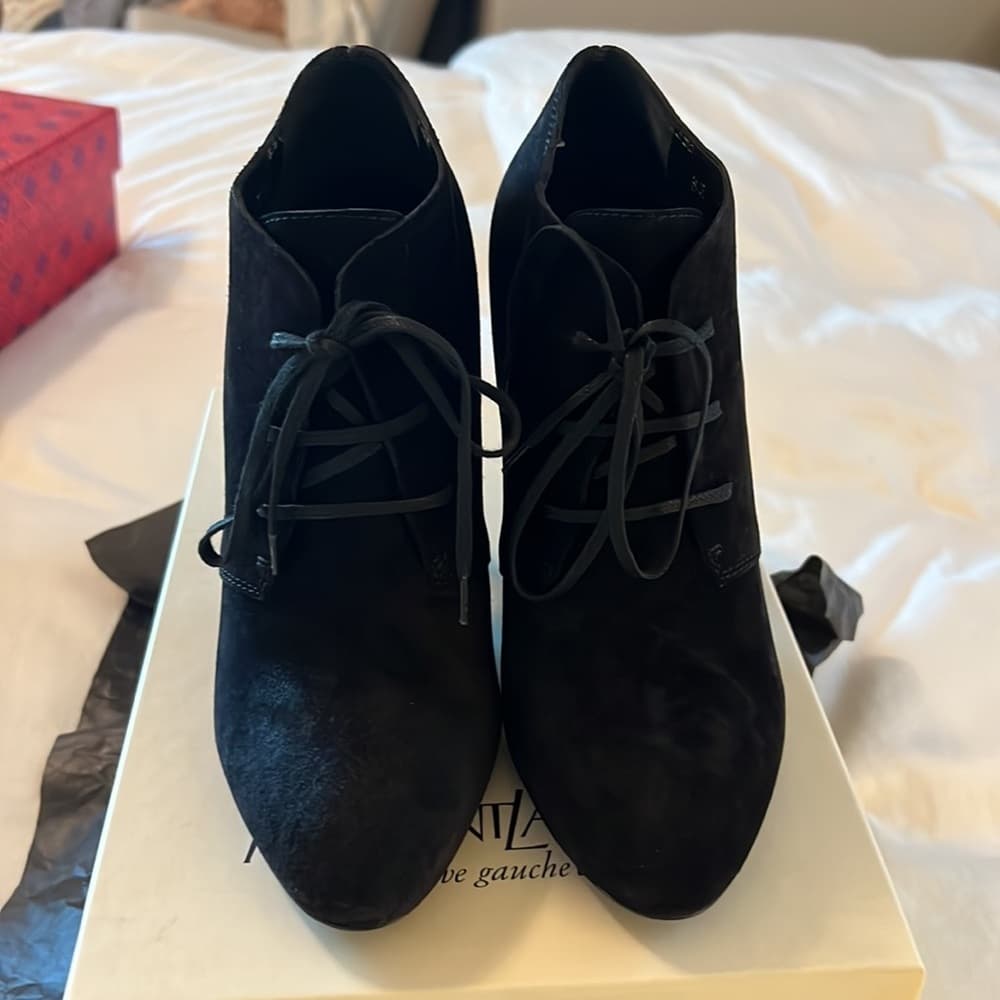 NEW SAINT LAURENT FATALE 105 black Leather Suede Lace Up Ankle Bootie EU 39.5 - Thumbnail 5