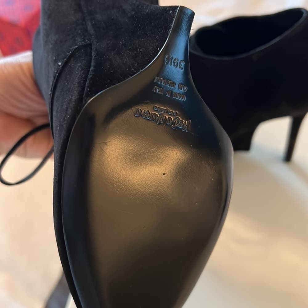 NEW SAINT LAURENT FATALE 105 black Leather Suede Lace Up Ankle Bootie EU 39.5 - Thumbnail 8