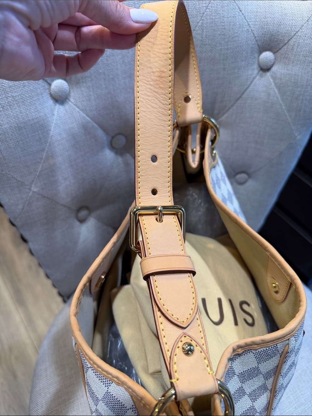 Louis Vuitton Galliera PM Damier Azur Shoulder Hobo Tote Hand Bag w Dust Bag 🤩 - Thumbnail 15