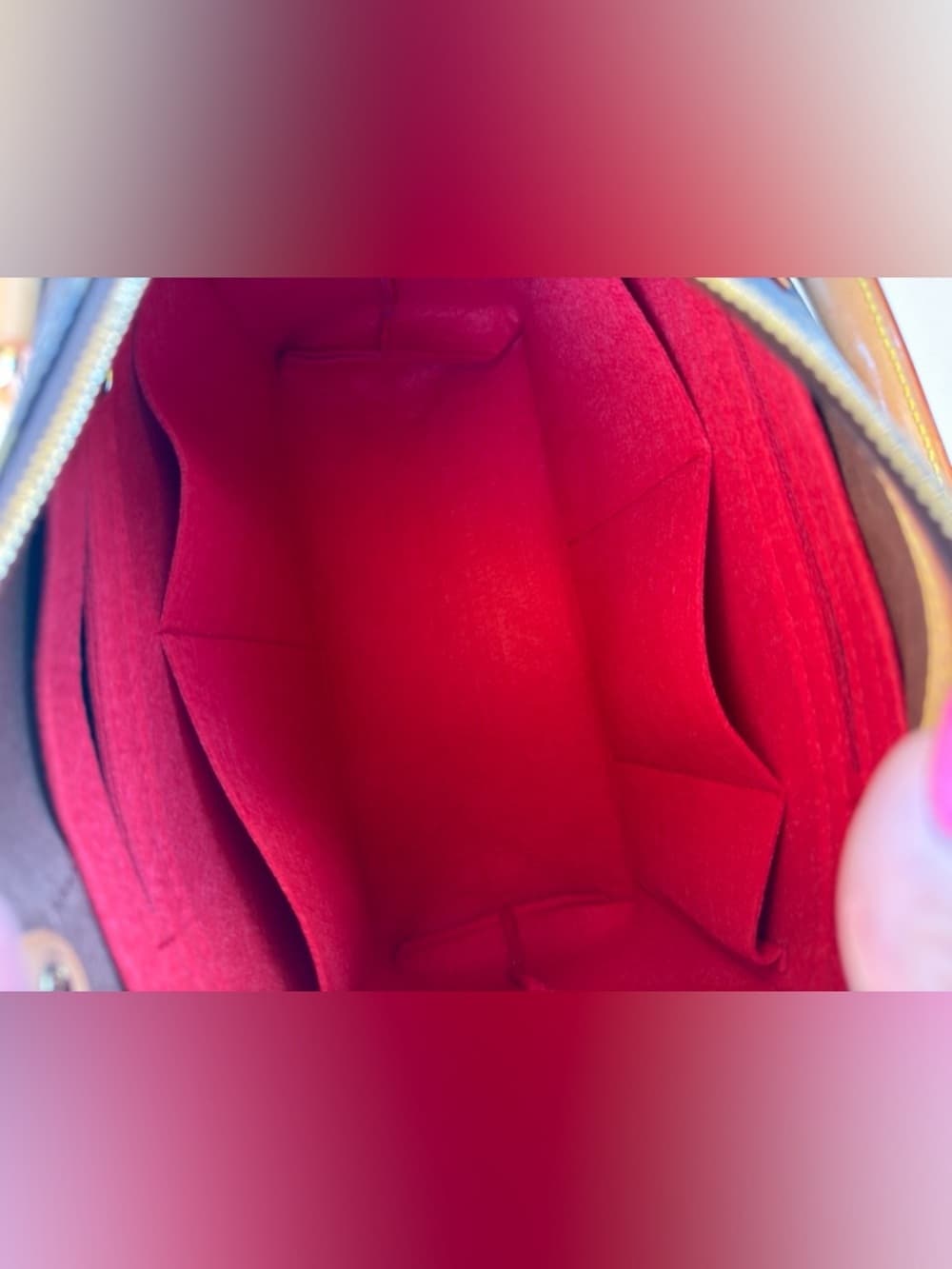 Organizer Insert Red Felt Bag Shaper Purse Protector Med fits Speedy 30 - Thumbnail 3