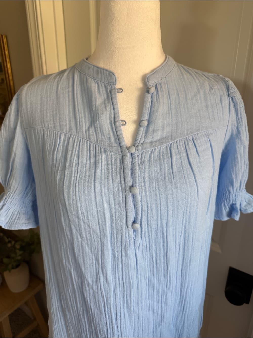 Time and Tru Denim Blue Low Waist Cotton Gauze Feel Summer Dress Size XS 0 2 - Thumbnail 6