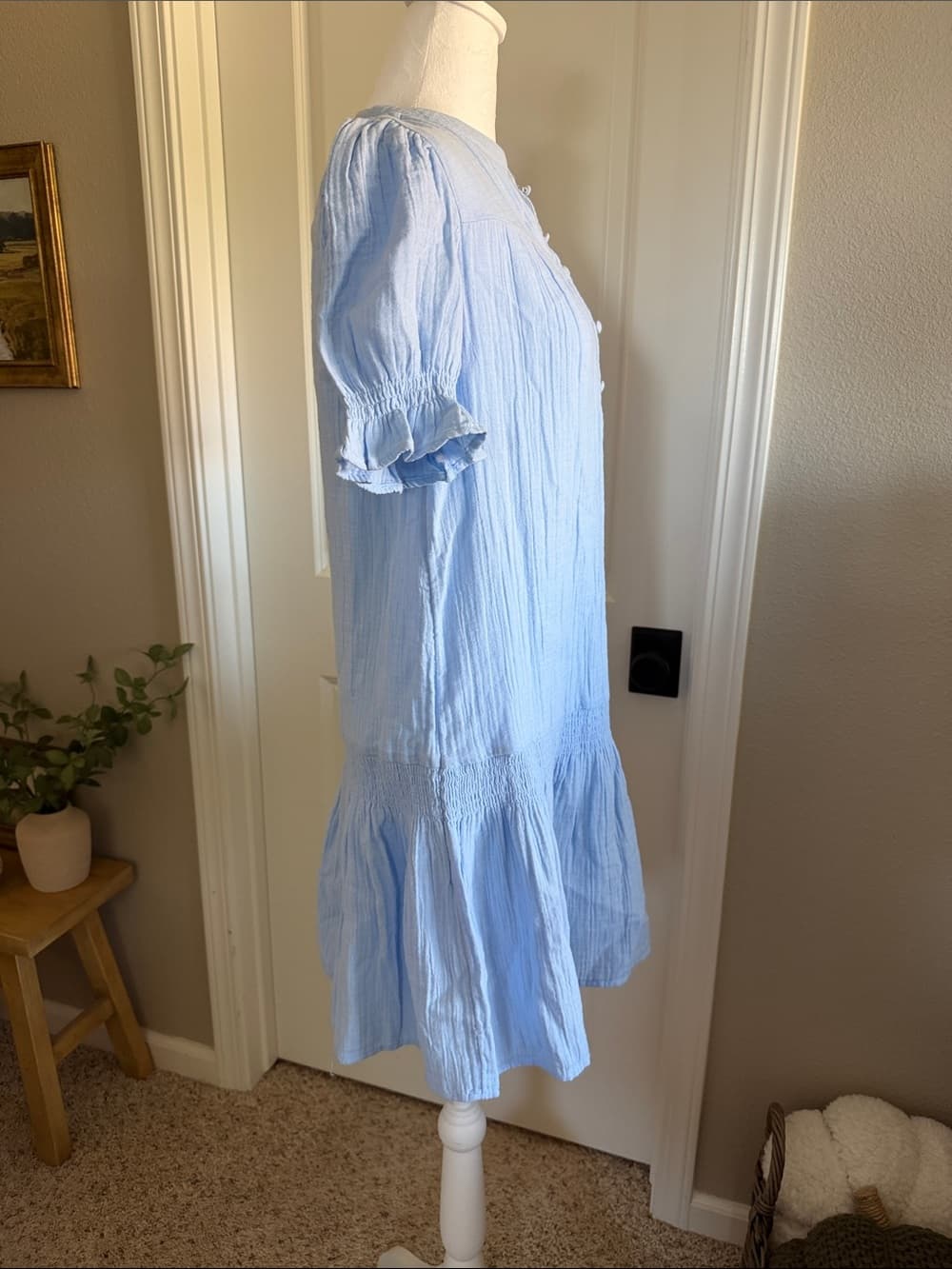 Time and Tru Denim Blue Low Waist Cotton Gauze Feel Summer Dress Size XS 0 2 - Thumbnail 4