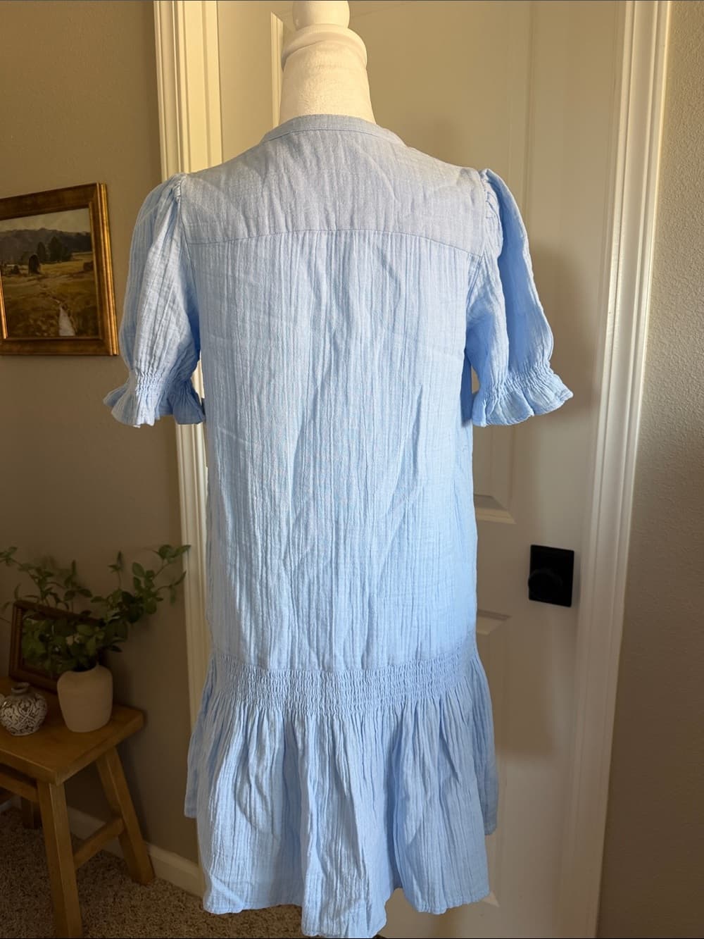 Time and Tru Denim Blue Low Waist Cotton Gauze Feel Summer Dress Size XS 0 2 - Thumbnail 5