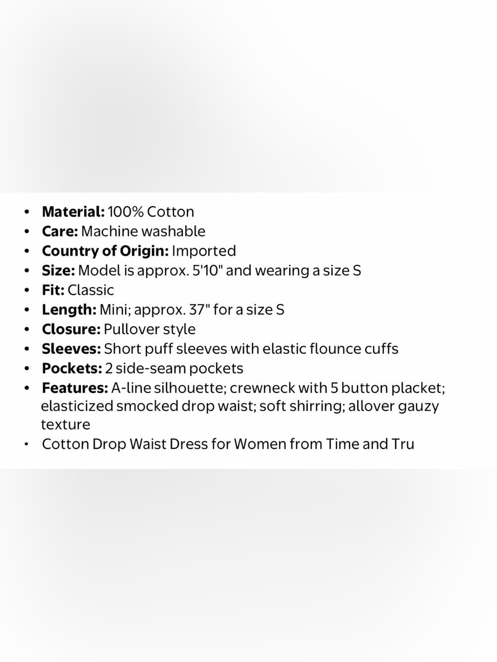 Time and Tru Denim Blue Low Waist Cotton Gauze Feel Summer Dress Size XS 0 2 - Thumbnail 2