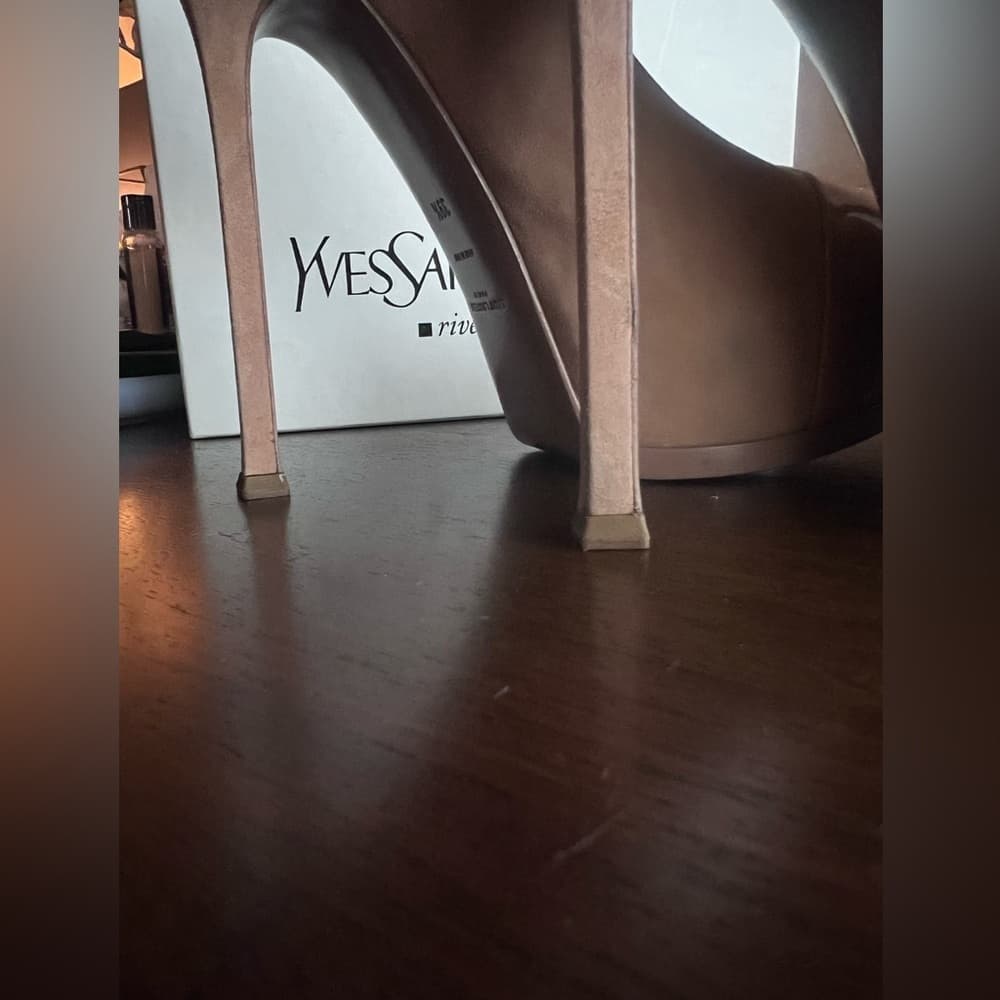 Saint Laurent Tribtoo High Heels Nude Suede Patent Leather with Box EU 39.5 - Thumbnail 9