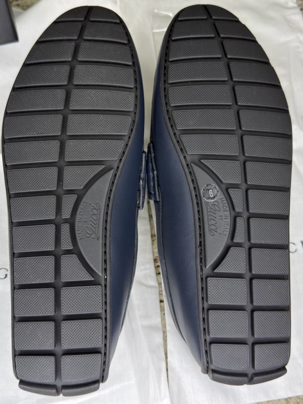 GUCCI Navy GG Microguccissima Leather Driver Loafer Size IT 6 Box Made Italy New - Thumbnail 10