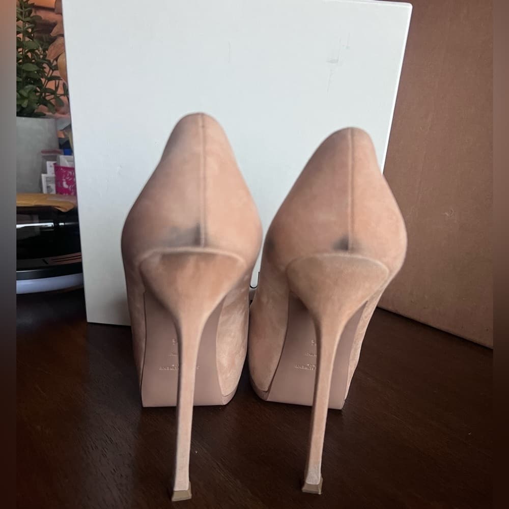 Saint Laurent Tribtoo High Heels Nude Suede Patent Leather with Box EU 39.5 - Thumbnail 6