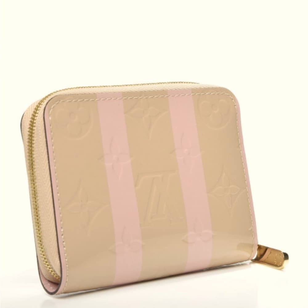 Louis Vuitton Vernis Rayures Zippy Coin Dune Pink Stripe Compact Card Zip Wallet - Thumbnail 3