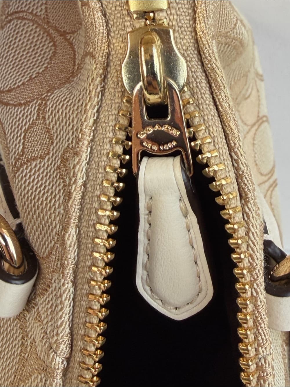 Coach Signature Canvas Mini Kelsey Satchel Beige White Leather Crossbody bag - Thumbnail 12