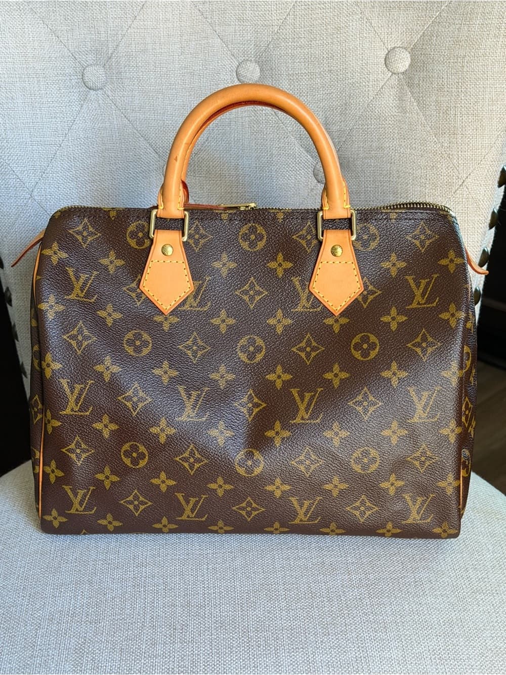 Louis Vuitton Speedy 30 Classic Monogram Canvas Tote Bag Excellent Condition - Thumbnail 3