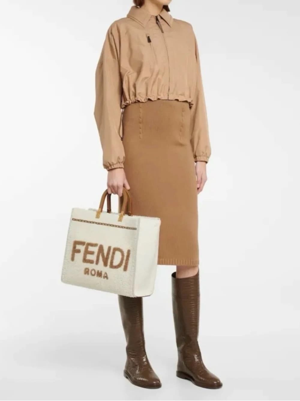 FENDI SHEARLING SUNSHINE MEDIUM TOTE BAG SHOULDER STRAP (LIMITED EDITION) - Thumbnail 12