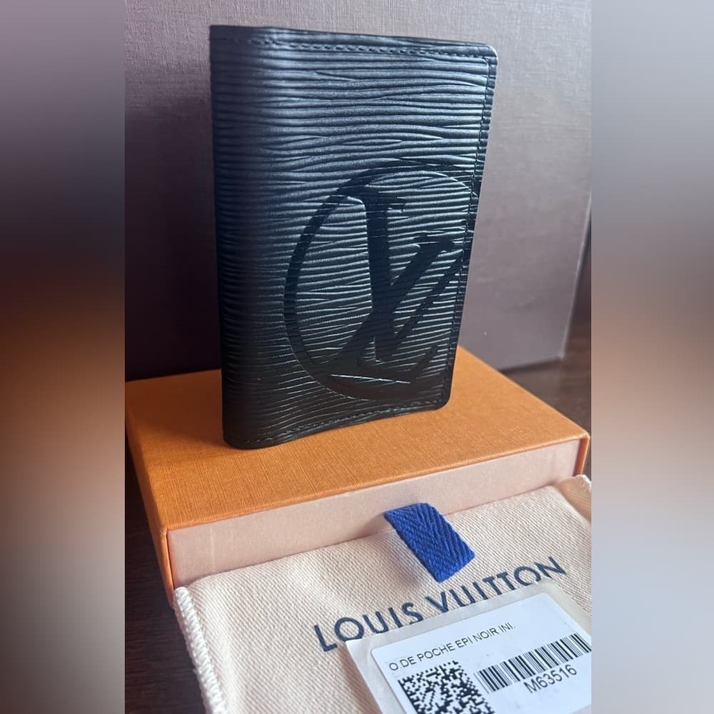 LOUIS VUITTON LV Initial Black Navy Epi Noir Leather Pocket Organizer with Tags - Thumbnail 2