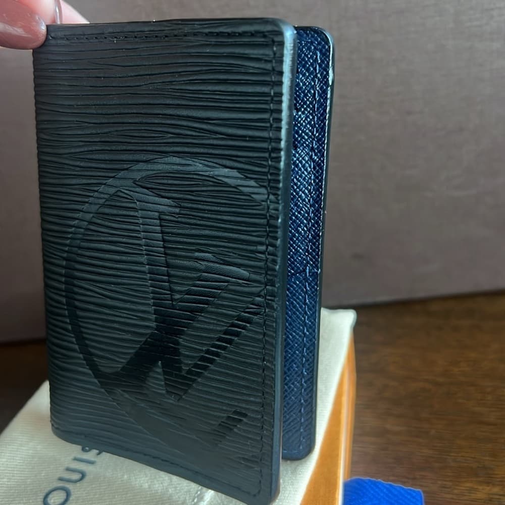 LOUIS VUITTON LV Initial Black Navy Epi Noir Leather Pocket Organizer with Tags - Thumbnail 4