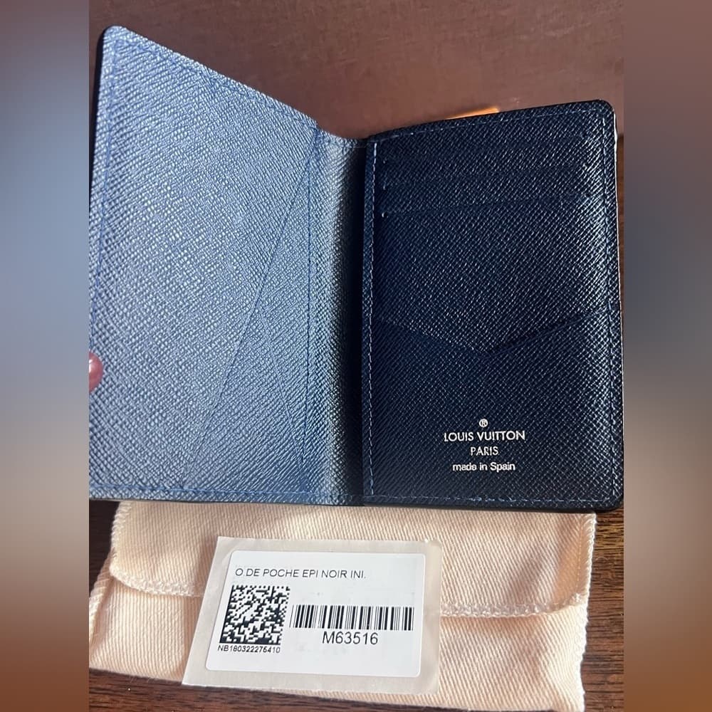 LOUIS VUITTON LV Initial Black Navy Epi Noir Leather Pocket Organizer with Tags - Thumbnail 5
