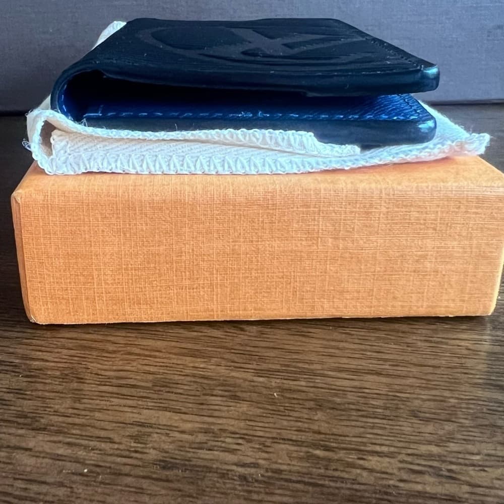 LOUIS VUITTON LV Initial Black Navy Epi Noir Leather Pocket Organizer with Tags - Thumbnail 8