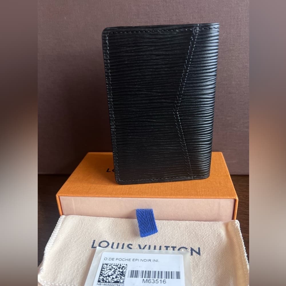 LOUIS VUITTON LV Initial Black Navy Epi Noir Leather Pocket Organizer with Tags - Thumbnail 10
