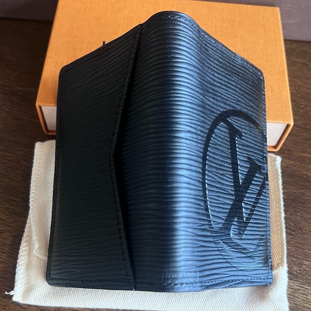 LOUIS VUITTON LV Initial Black Navy Epi Noir Leather Pocket Organizer with Tags - Thumbnail 11