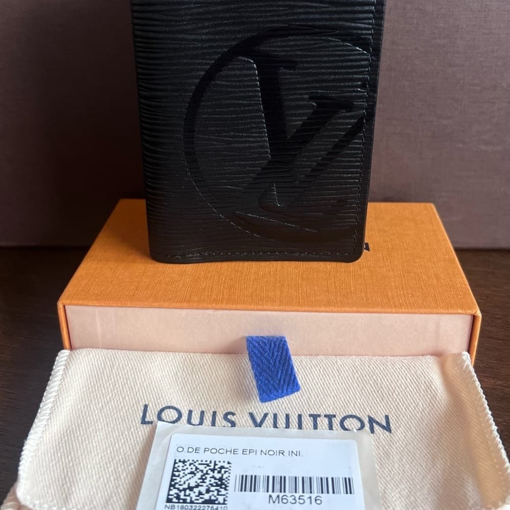 LOUIS VUITTON LV Initial Black Navy Epi Noir Leather Pocket Organizer with Tags - Thumbnail 12