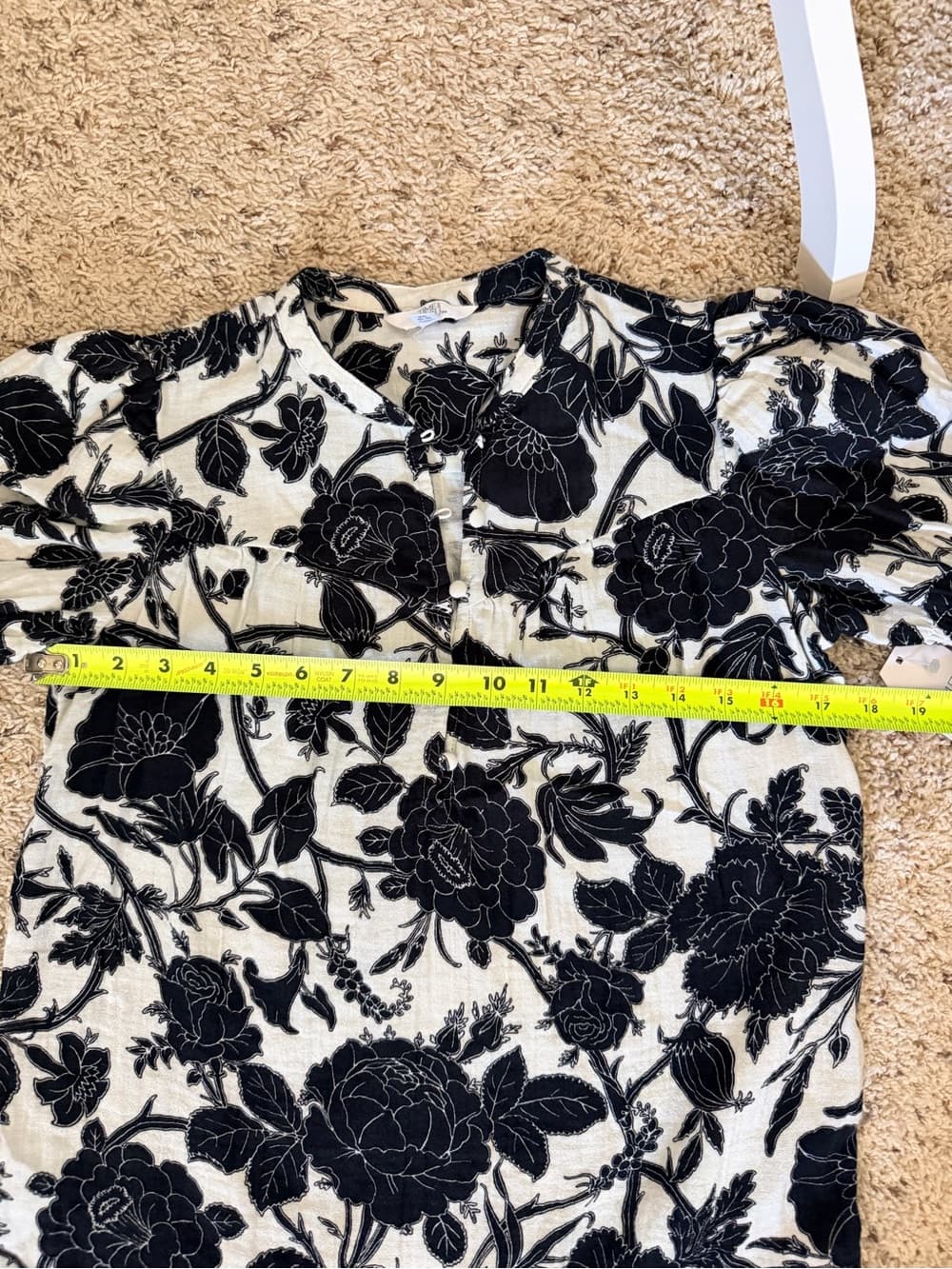 Floral Black Beige Low Waist Cotton Gauze Feel Summer Dress Size XS 0 2 TM - Thumbnail 6