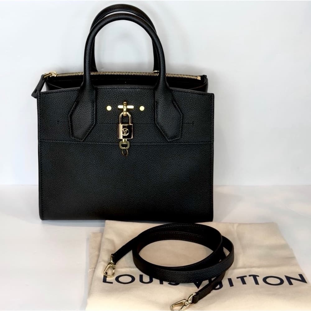 Louis Vuitton Taurillon Black Grained Leather City Steamer PM Lock Key RFID COA - Thumbnail 2