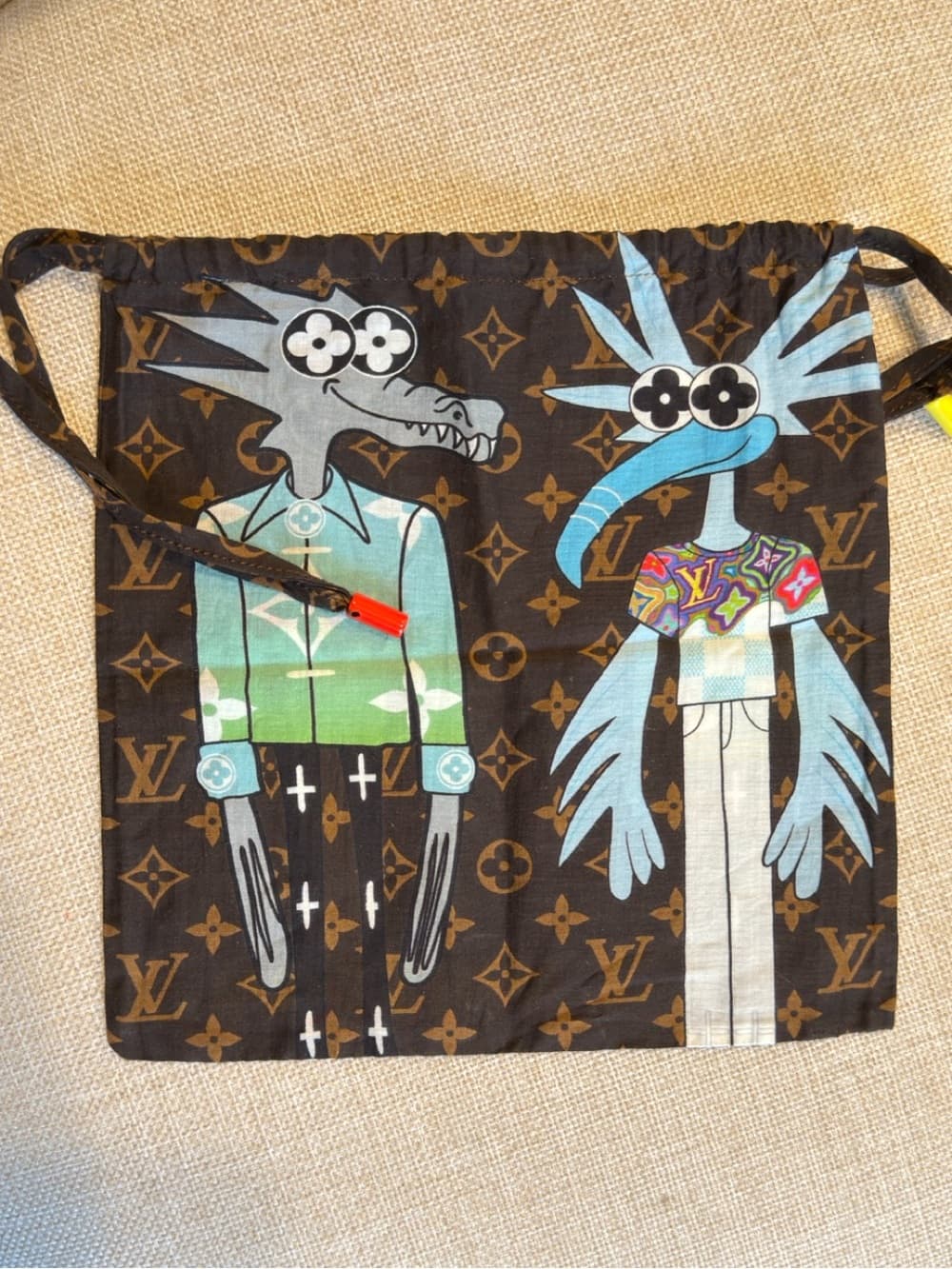Louis Vuitton Monogram FRIENDS Drawstring Pouch Dust Tote Carry Bag - Thumbnail 6