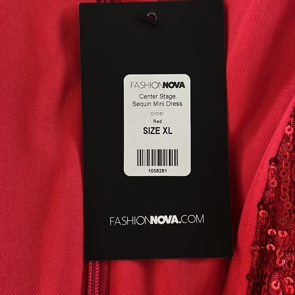 NEW 🌟 FASHION NOVA CENTER STAGE Red Sequin Sparkle Vegas NYE mini dress XL - Thumbnail 3