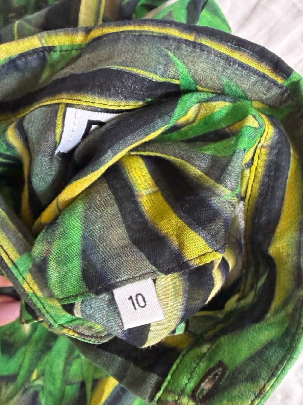Dolce & Gabbana Bamboo Print Button Down Shirt Green Cotton Collared Boys 10 D&G - Thumbnail 8