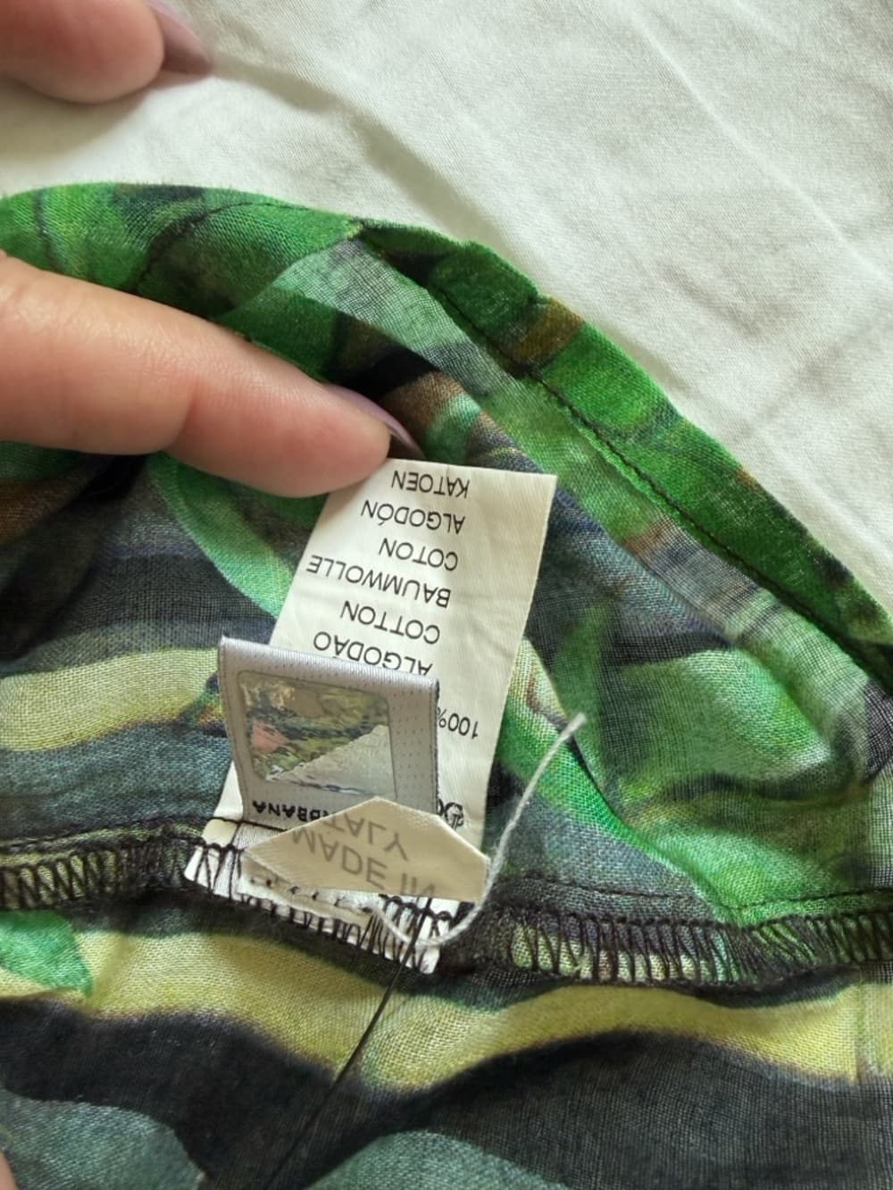 Dolce & Gabbana Bamboo Print Button Down Shirt Green Cotton Collared Boys 10 D&G - Thumbnail 5