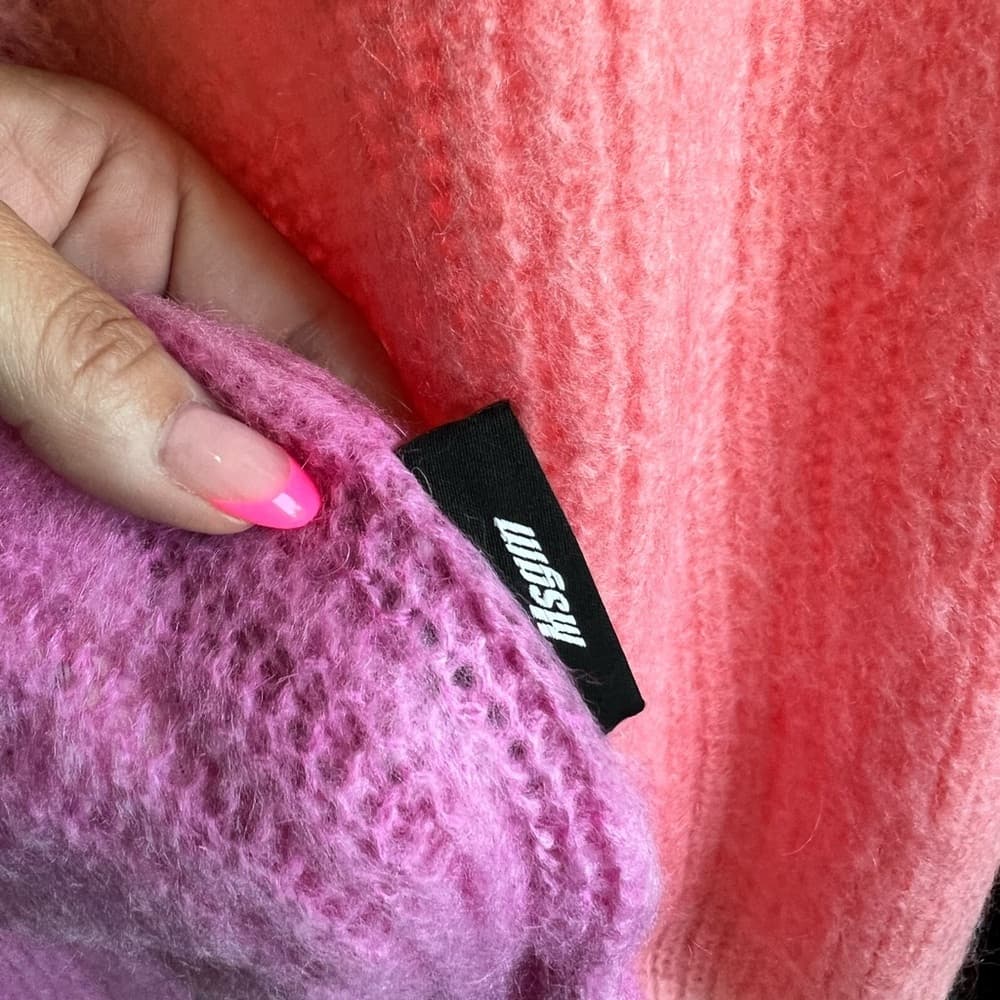 NEW MSGM Gradient Mohair Tie Dye Button Down Cardigan Oversized Sweater L - Thumbnail 9