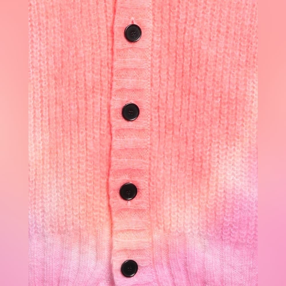 NEW MSGM Gradient Mohair Tie Dye Button Down Cardigan Oversized Sweater L - Thumbnail 4