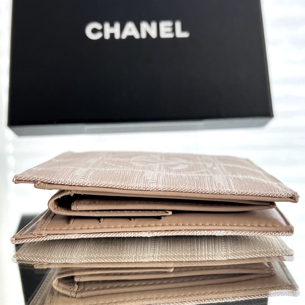 CHANEL New Travel Line Beige Nylon Leather CC Coco Chanel Beige Wallet NIB - Thumbnail 9
