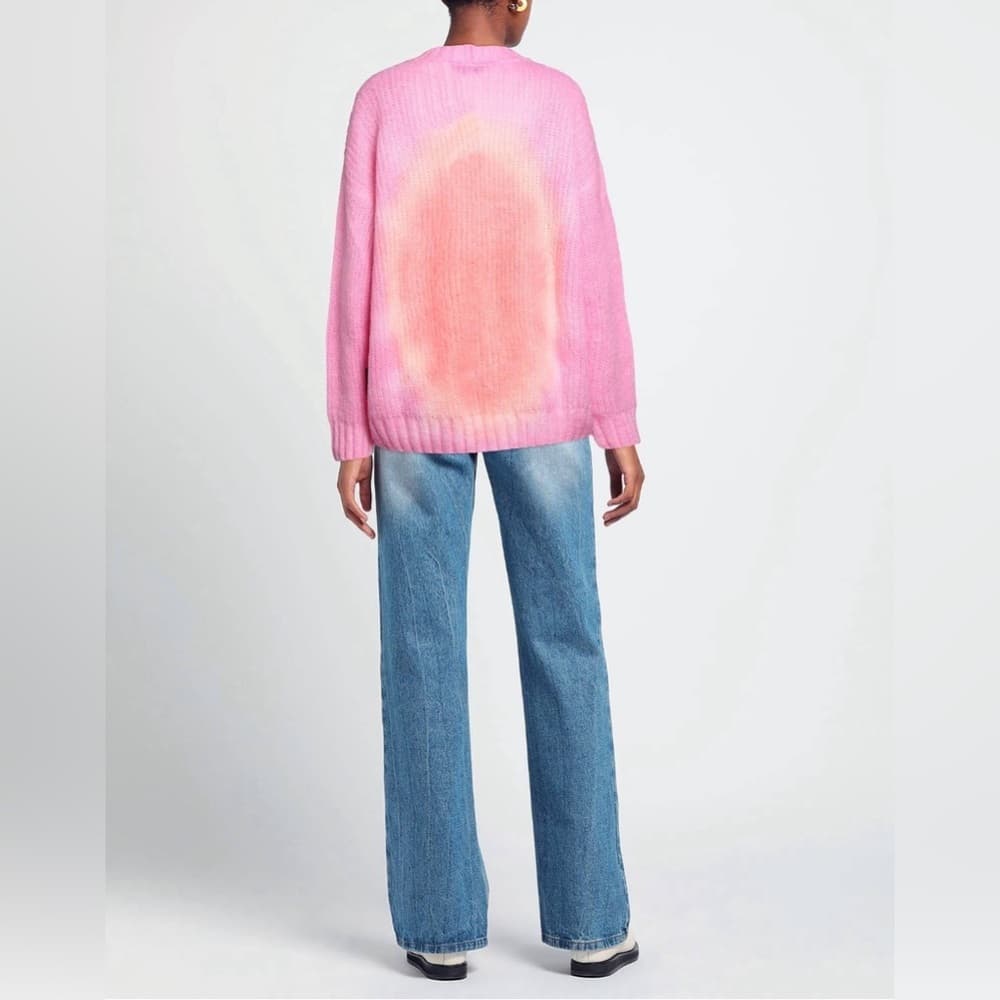 NEW MSGM Gradient Mohair Tie Dye Button Down Cardigan Oversized Sweater L - Thumbnail 3