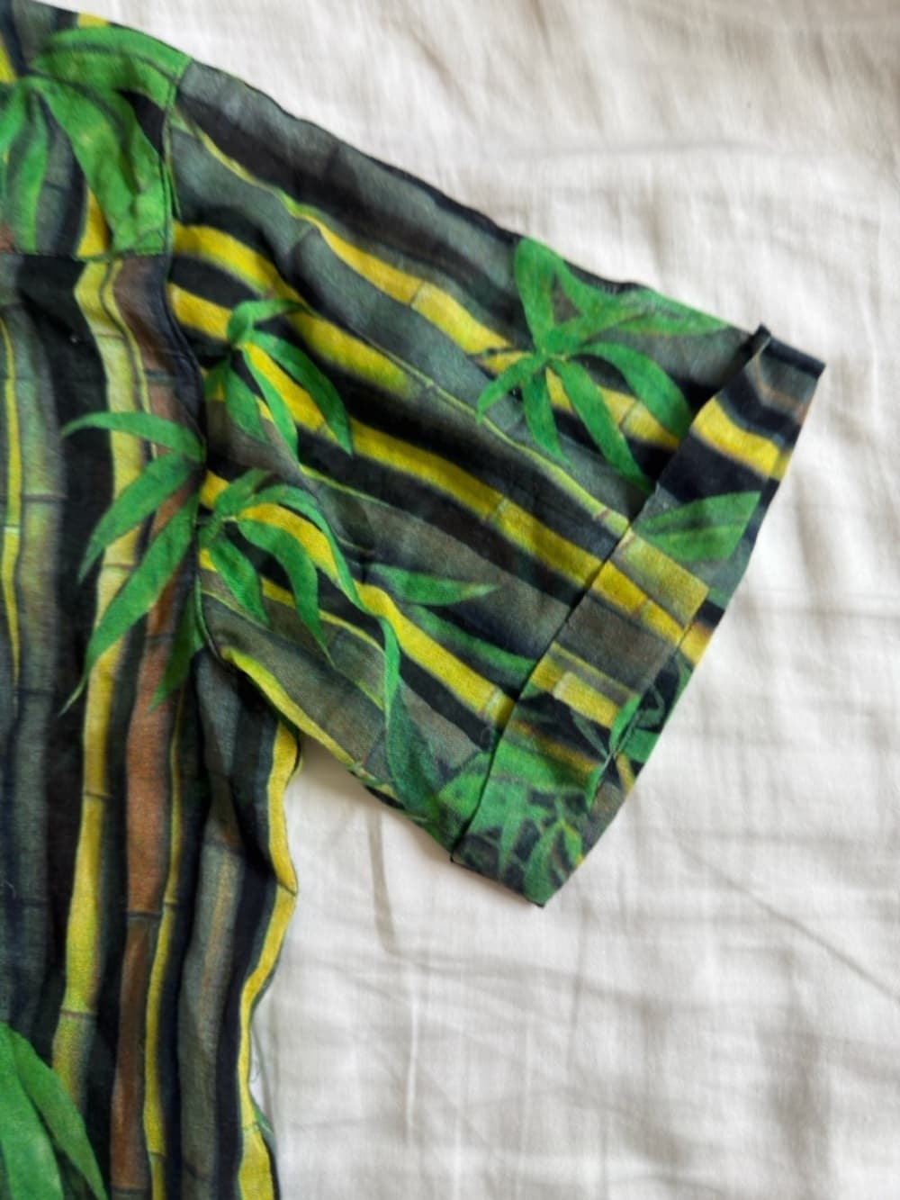 Dolce & Gabbana Bamboo Print Button Down Shirt Green Cotton Collared Boys 10 D&G - Thumbnail 11