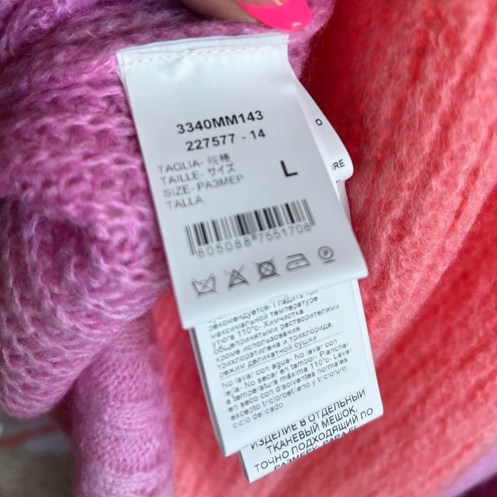 NEW MSGM Gradient Mohair Tie Dye Button Down Cardigan Oversized Sweater L - Thumbnail 10