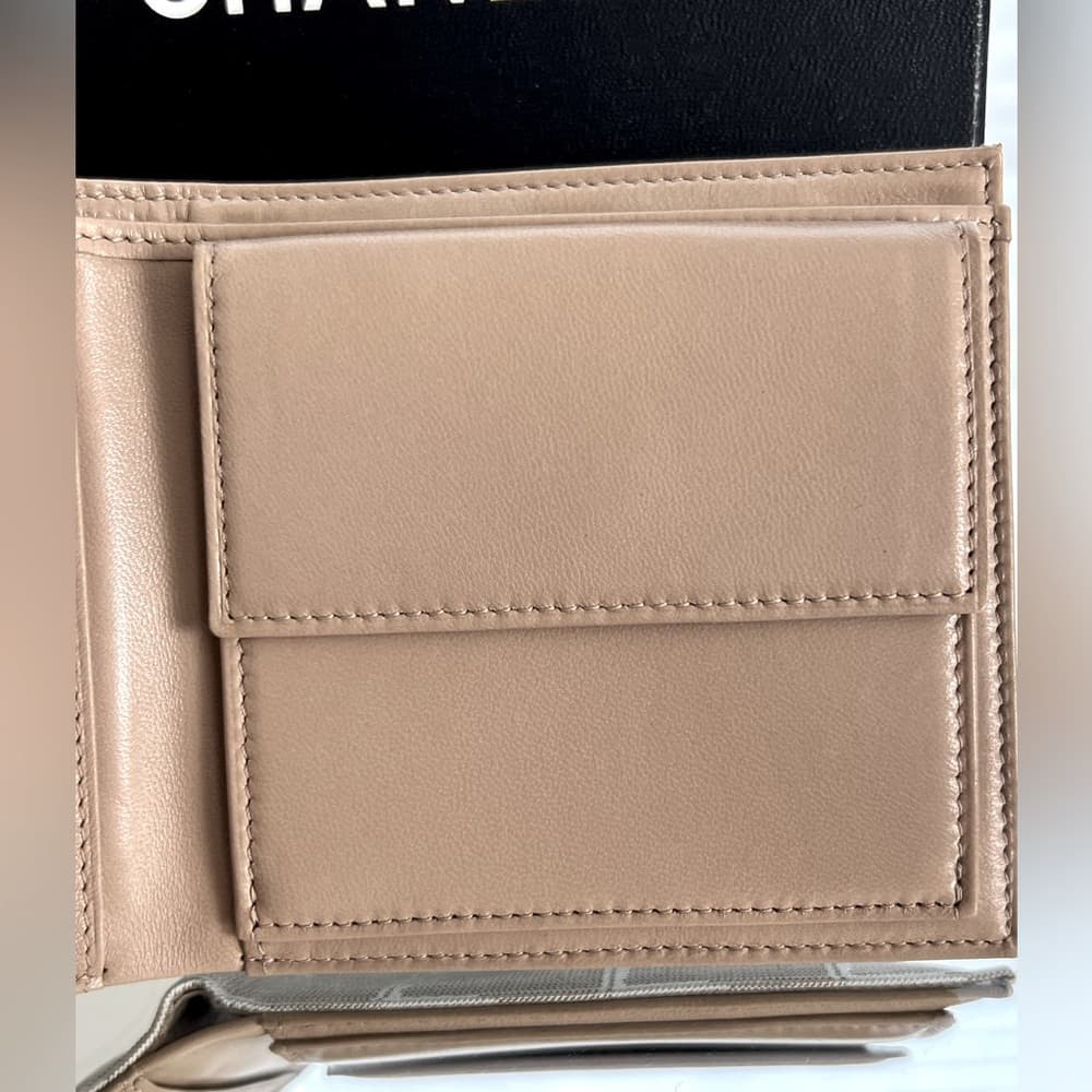 CHANEL New Travel Line Beige Nylon Leather CC Coco Chanel Beige Wallet NIB - Thumbnail 11