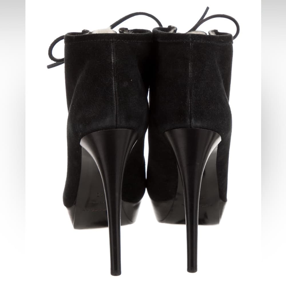 NEW BURBERRY PRORSUM Black suede leather laceup shearling heel booties EU 40 - Thumbnail 3