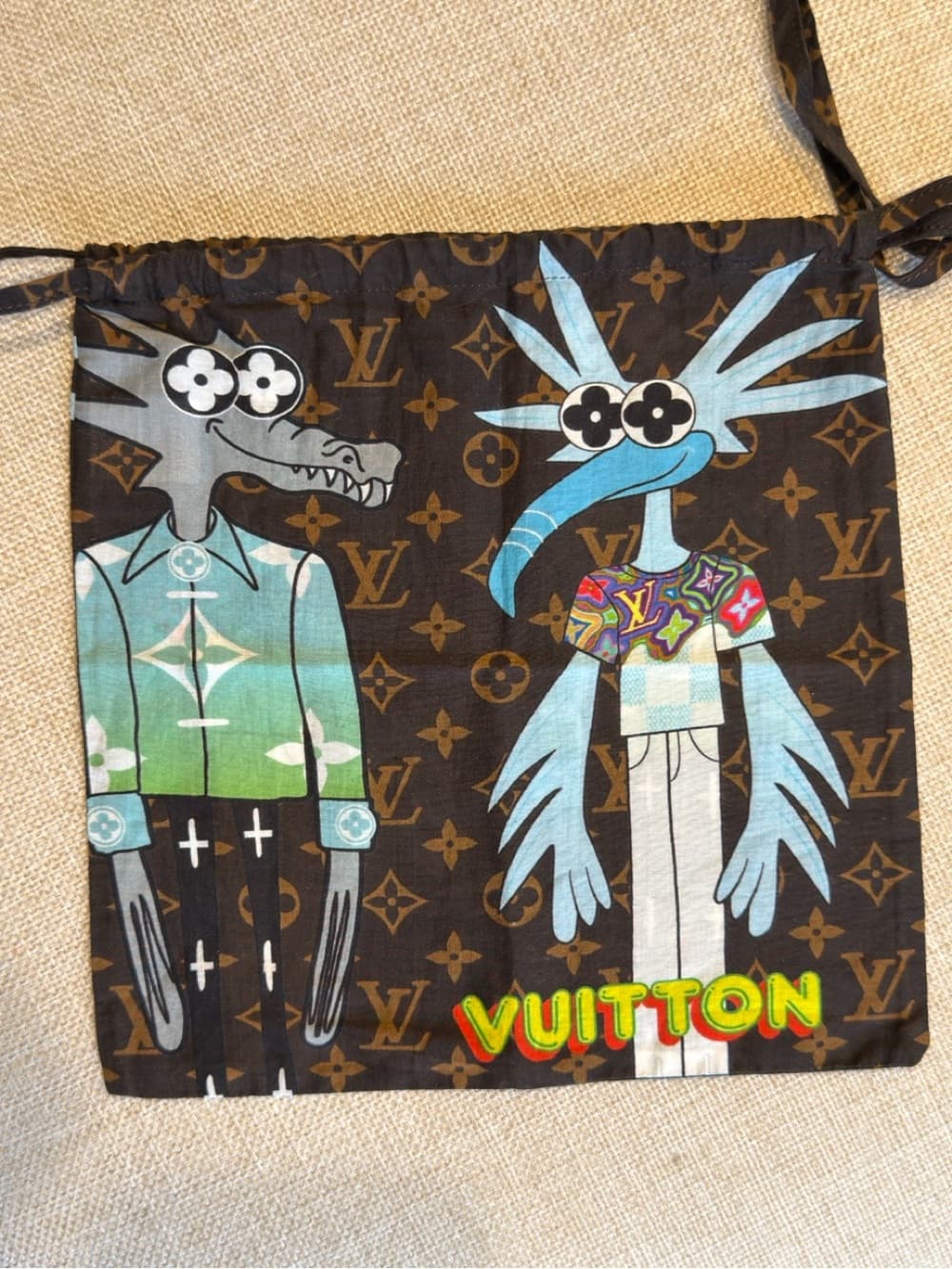Louis Vuitton Monogram FRIENDS Drawstring Pouch Dust Tote Carry Bag - Thumbnail 2