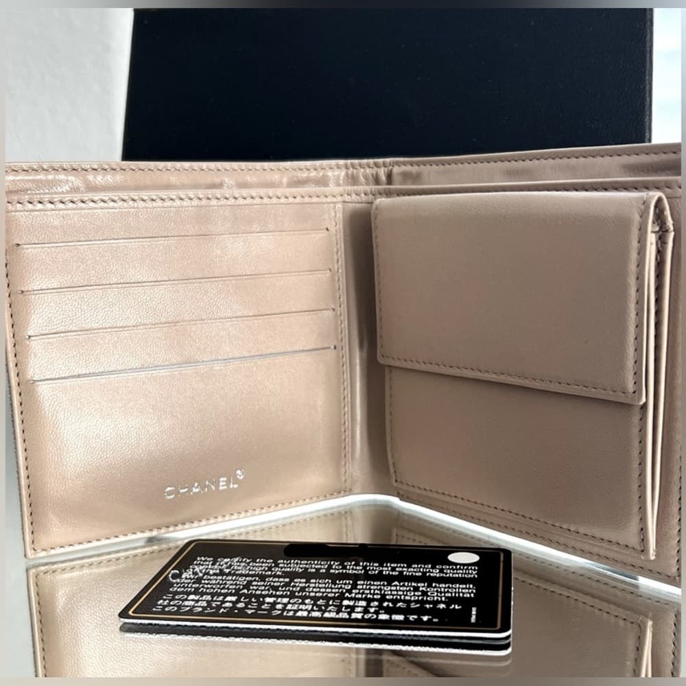 CHANEL New Travel Line Beige Nylon Leather CC Coco Chanel Beige Wallet NIB - Thumbnail 5