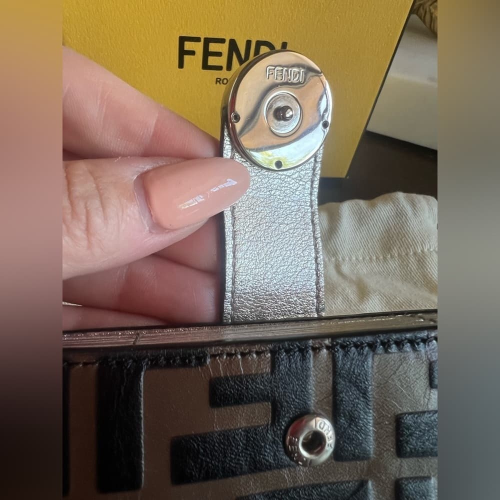 FENDI Tobacco Silver FF Zucca Lambskin Leather Maya Snap Accordion Card Wallet - Thumbnail 7
